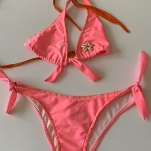 Halter bikini top,pink underlining, Size S